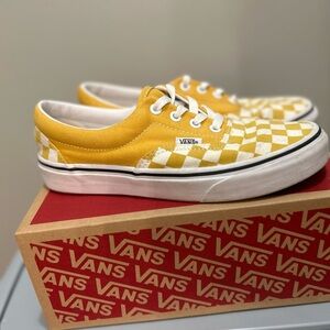 Vans Yellow and White Checkered Sneakers